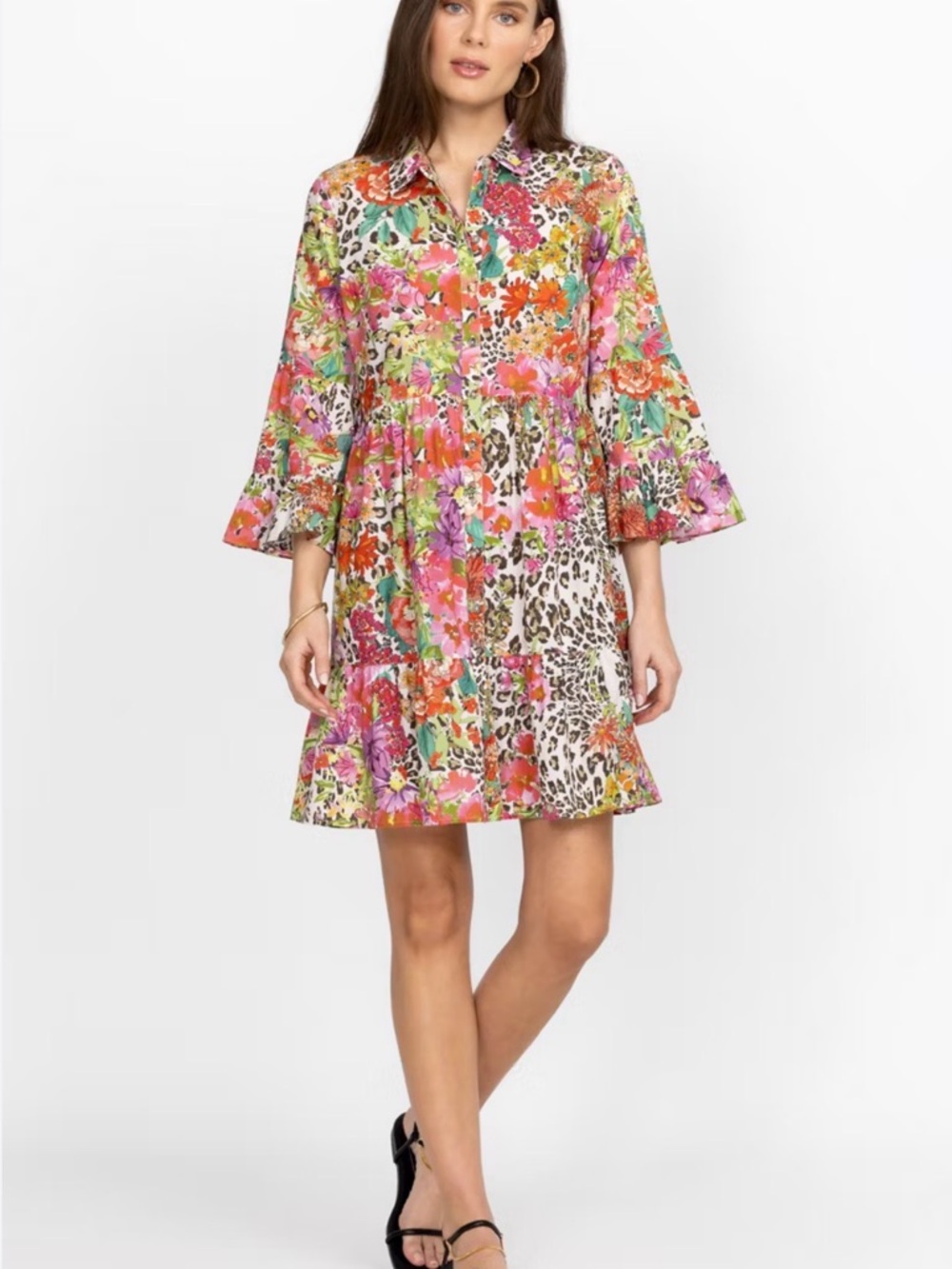 Johnny Was Multicolor Floral Patchwork cotton  Dress